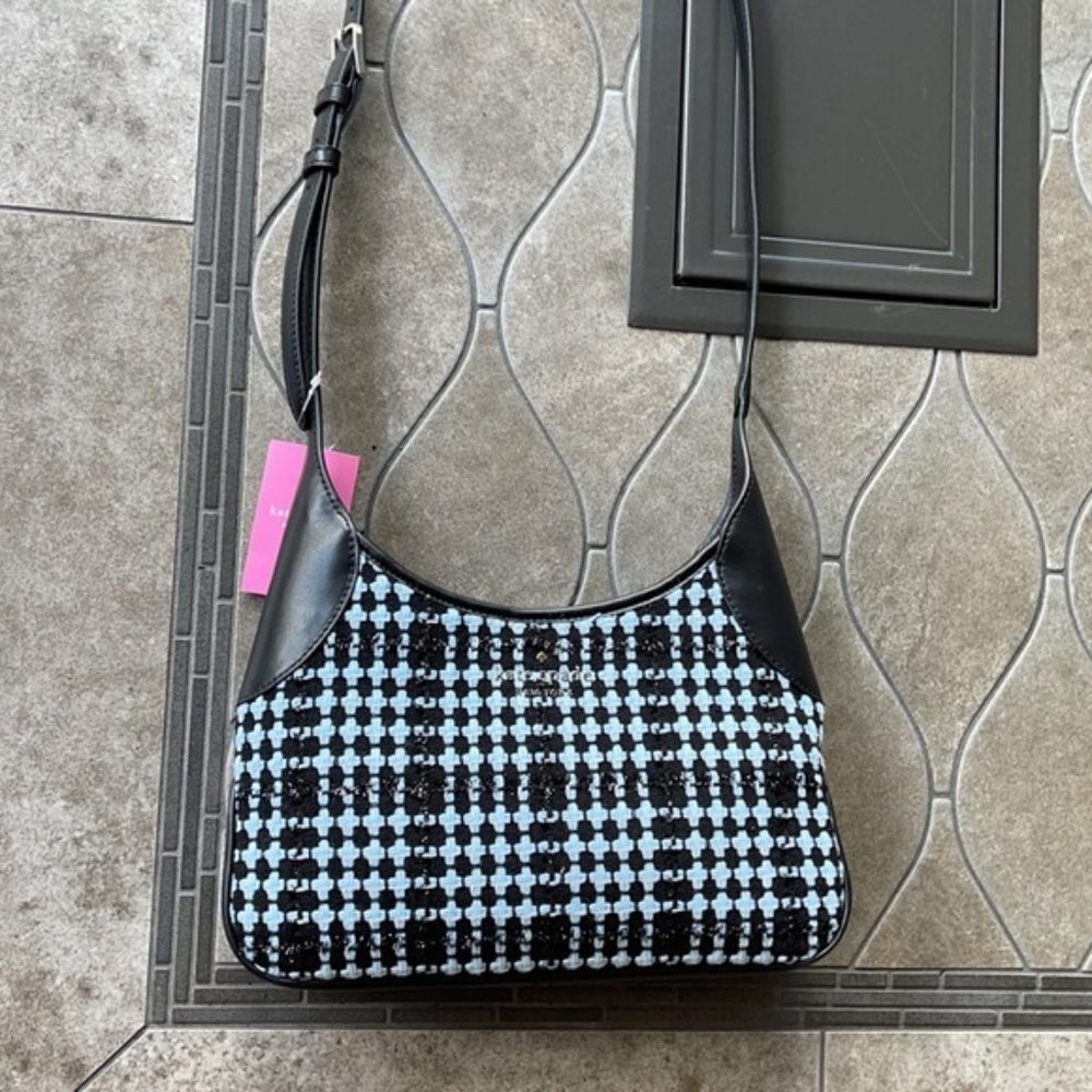 Kate Spade Crossbody Tweed Fabric Blue Multi